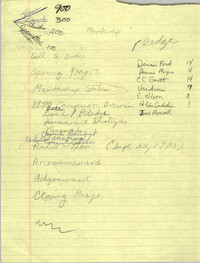 Handwritten Meeting Agenda, September 22, 1990