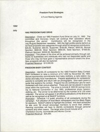 Fund Raising Agenda, Freedom Fund Strategies, 1992