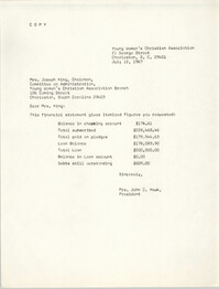 Letter from John C. Hawk to Joseph King, July 12, 1967