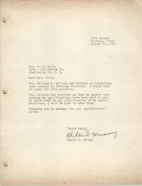 Letter from Edith S. Murray to A. D. Kelly, August 20, 1954