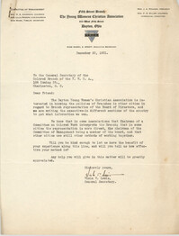 Letter from Viola T. Lewis to General Secretary for Coming Street Y.W.C.A., December 22, 1931