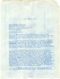 Letter from Amanda Keith to Kathaleen Carpenter, September 22, 1949