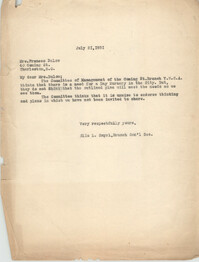 Letter from Ella L. Smyrl to Frances Bulow, July 21, 1931