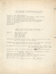 Minutes to the Committee of Management, Coming Street Y.W.C.A., April 2, 1940
