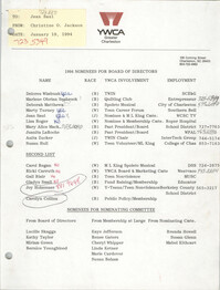 1994 Nominees for Board of Directors, Y.W.C.A. of Greater Charleston
