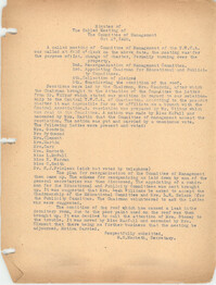 Minutes to the Management Committee, Coming Street Y.W.C.A., October 27, 1920