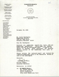 Letter from Dorothy Jenkins to Janice Washington, NAACP, November 30, 1990