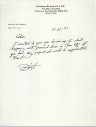 Letter from Dwight C. James to Nelson, November 21, 1991