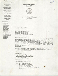 Letter from Dorothy Jenkins to Janice Washington, NAACP, December 30, 1990