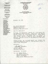 Letter from Dorothy Jenkins to Janice Washington, NAACP, December 15, 1990