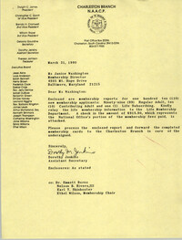 Letter from Dorothy Jenkins to Janice Washington, NAACP, March 31, 1990