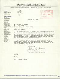 Letter from John A. Davis to Dwight C. James, March 19, 1990