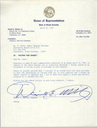 Letter from Daniel E. Martin to D. Cedric James, April 25, 1988