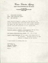 Letter from Howard G. Comen to Charleston Attorneys
