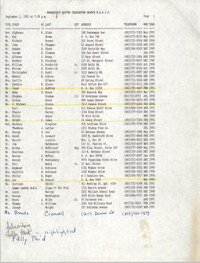 Membership Roster, National Association for the Advancement of Colored People, September 1, 1991
