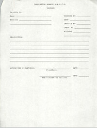 Blank Form, Voucher, National Association for the Advancement of Colored People