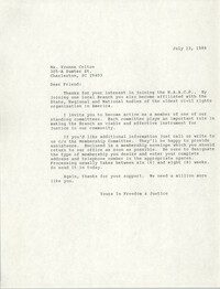 Letter to Yvonne Colton, July 13, 1989