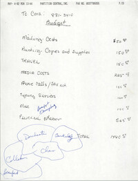 Handwritten Budget, May 4, 1992
