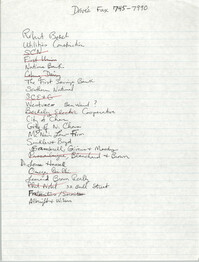 Handwritten List of Companies and Organizations