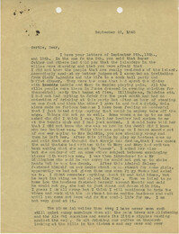 Letter from Sidney Jennings Legendre, September 23, 1945