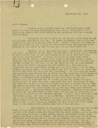 Letter from Sidney Jennings Legendre, September 27, 1945
