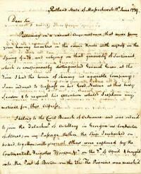 Letter from John King to Major General Nathanael Greene