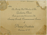 Invitation to Avery Normal Institute Commencement Exercises