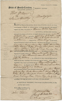 Bill of Sale for fourteen slaves to James Hartley of Colleton District, South Carolina, October 5, 1807