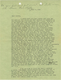 Letter from Sidney Jennings Legendre, July 4, 1944