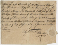 Receipt issued by Roger Pinckney for the purchase of a Pew in the North Aisle of Saint Philips Church, April 26, 1765