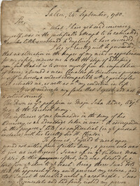 Copy of letters written between General George Washington and Brigadier General Clinton sent to William Henderson, September-October 1780
