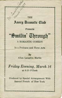 Program for the Avery Dramatic Club's presentation of 