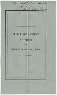 Thomas S. Grimke Autograph Collection, autograph of Harvard University president, Josiah Quincy III, October 23, 1832