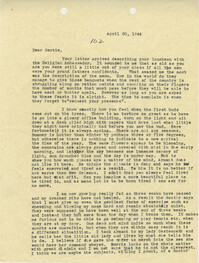 Letter from Sidney Jennings Legendre, April 20, 1944