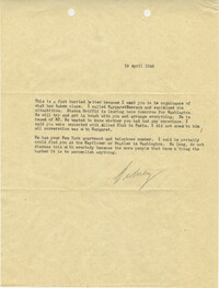 Letter from Sidney Jennings Legendre, April 18, 1945