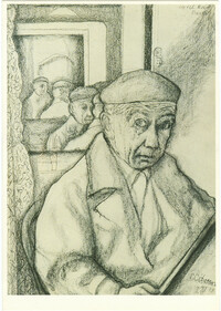 Paul Citroen (1896-1983) Zelfportret, krijt en inkt / Self portrait, crayon and ink, 1958