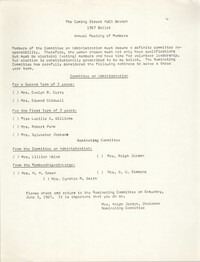 Coming Street Y.W.C.A. Ballot for 1967