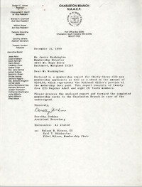 Letter from Dorothy Jenkins to Janice Washington, NAACP, December 30, 1989