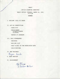 Agenda, ACT-SO Planning Committee, NAACP, March 30, 1993