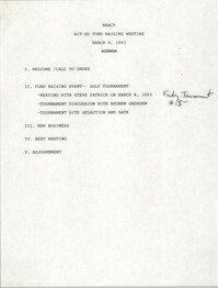 Agenda, ACT-SO Fundraising Meeting, NAACP, March 9, 1993