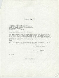 Letter from Christine O. Jackson and L. A. Williams, November 10, 1967