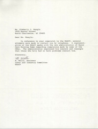 Letter from M. Wells to Kimberly J. Mungin