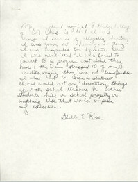 Handwritten letter by Stella E. Rose