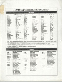 1992 Congressional Election Calendar