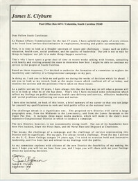 Letter from James E. Clyburn  to  South Carolinians, September 1991