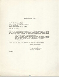 Letter from Christine O. Jackson to M. C. Hursey, September 26, 1967