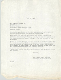 Letter from Mrs. Joseph King to Coming B. Gibbs, Jr., June 18, 1968