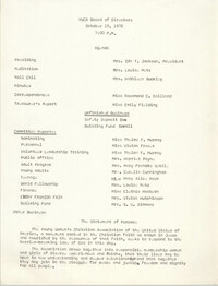 Agenda, Y.W.C.A. of Greater Charleston Board of Directors Meeting, October 19, 1970