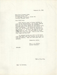Letter from Anna D. Kelly to Mary Frances Lacey, February 8, 1966