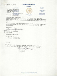 Letter from Deboria D. Gourdine to Janice Washington, NAACP, March 15, 1989